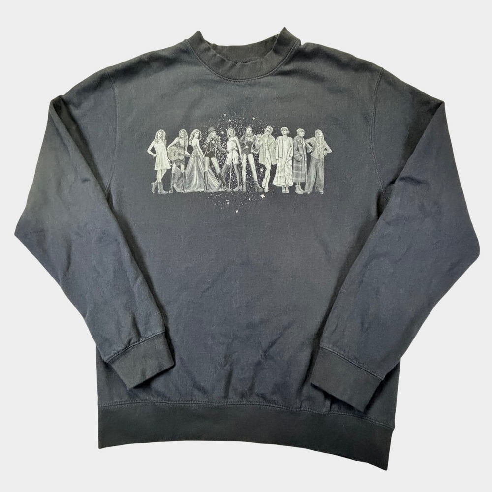 Taylor Swift Midnights Eras Graphic‎ Crewneck Sweatshirt Women's L Navy